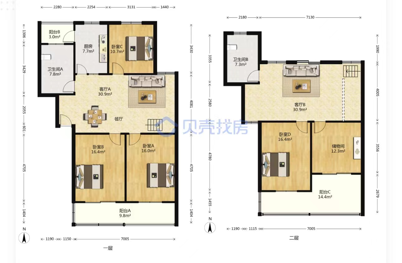 百家花苑 3室2厅1卫 121m&sup2;