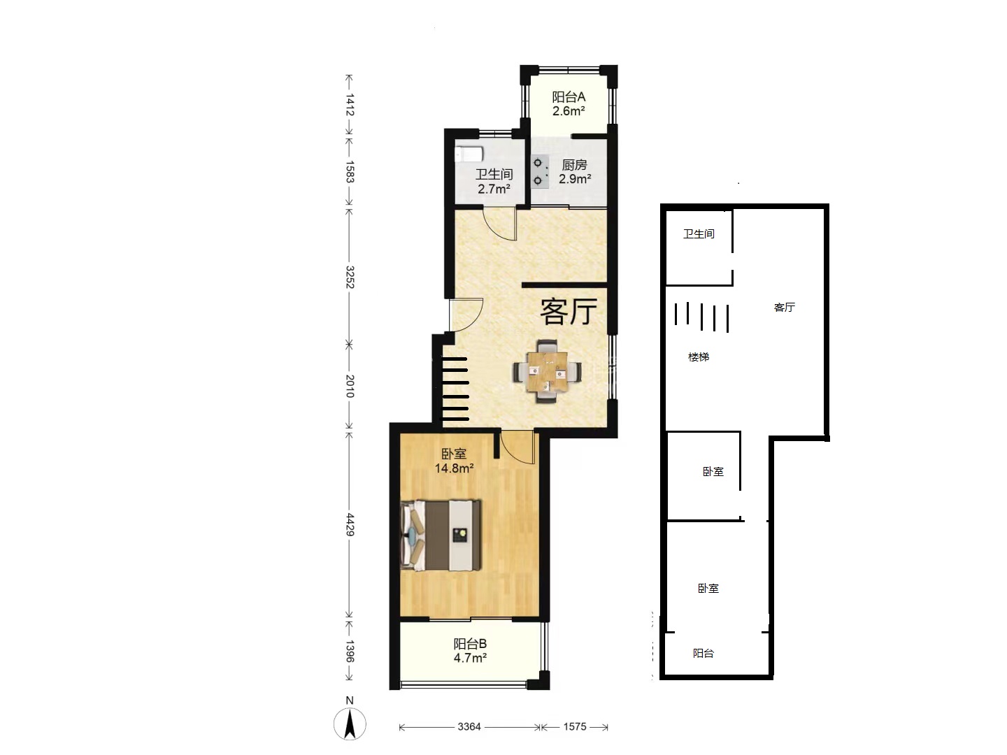 外滩花苑 3室2厅1卫 60.00m&sup2;