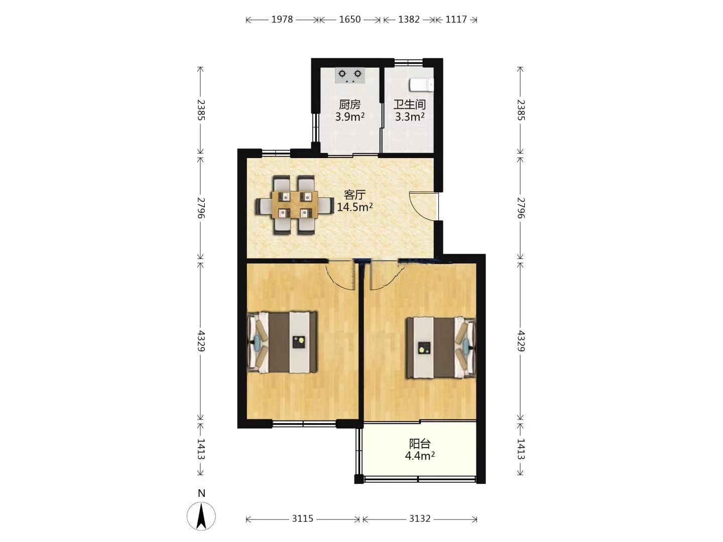 城港新村 2室1厅1卫 68.86m&sup2;