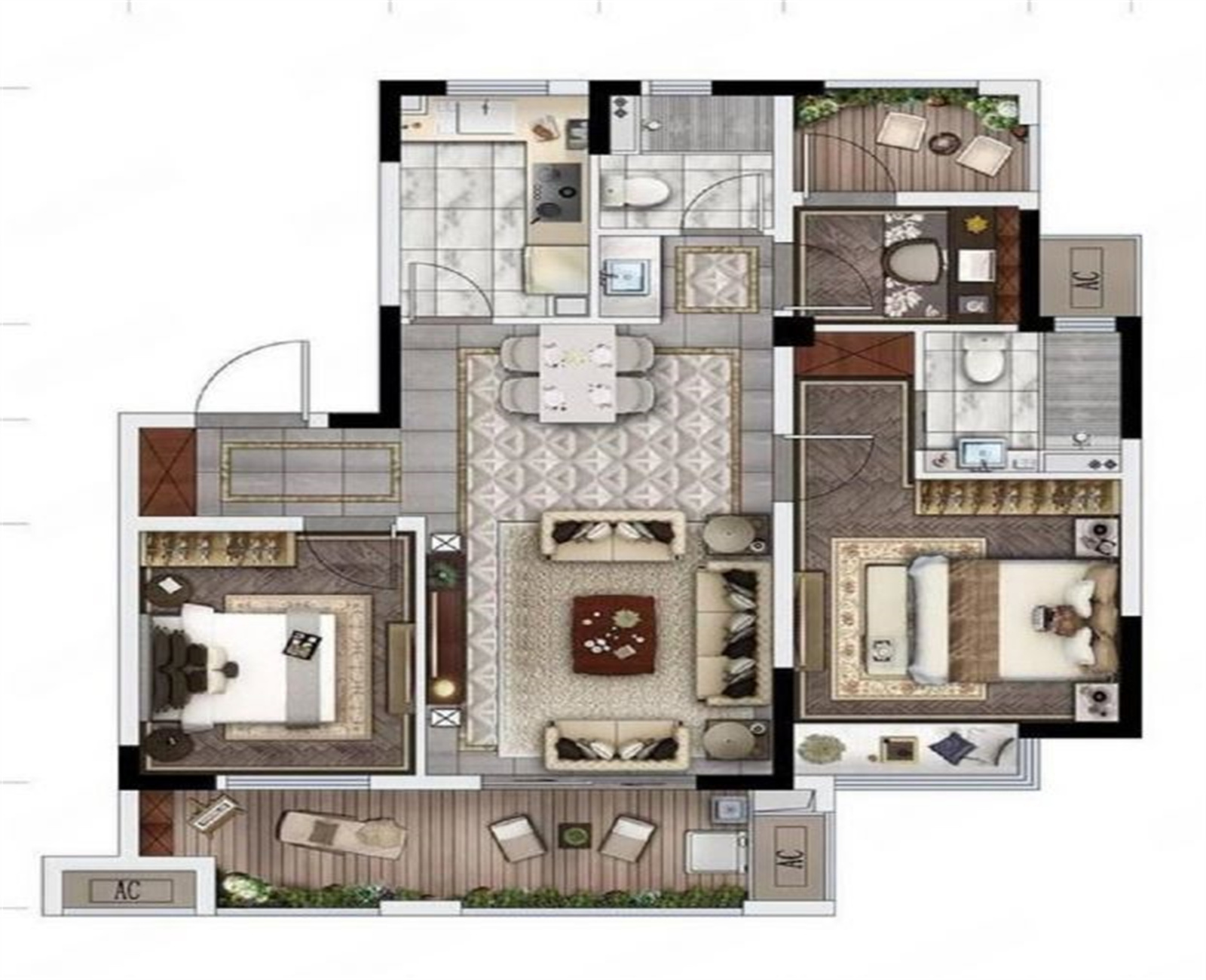 丽景湾 3室1厅1卫 97m&sup2;