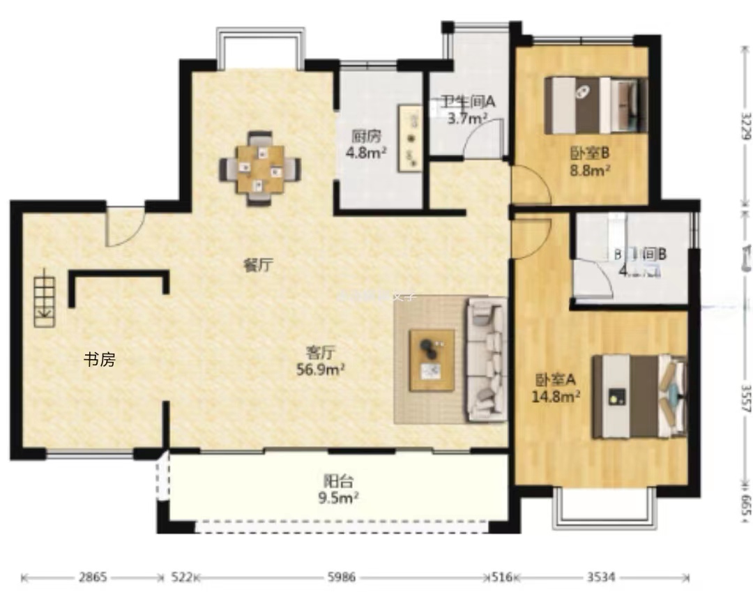 中南熙悦(南通经济技术开发区) 4室2厅2卫 122.00m&sup2;