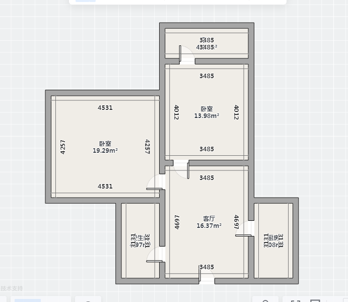 易家桥新村 2室1厅1卫 65m&sup2;