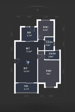 卓越万科新都会 3室2厅2卫 100m&sup2;