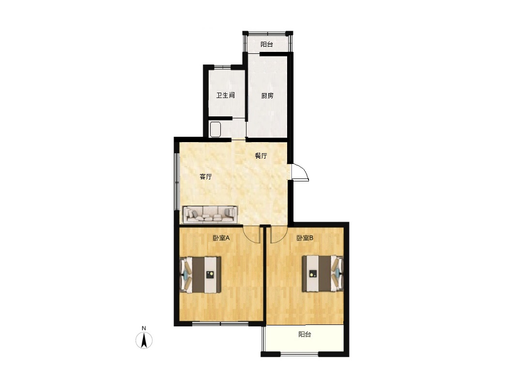 天一裕景苑 2室2厅1卫 90m&sup2;
