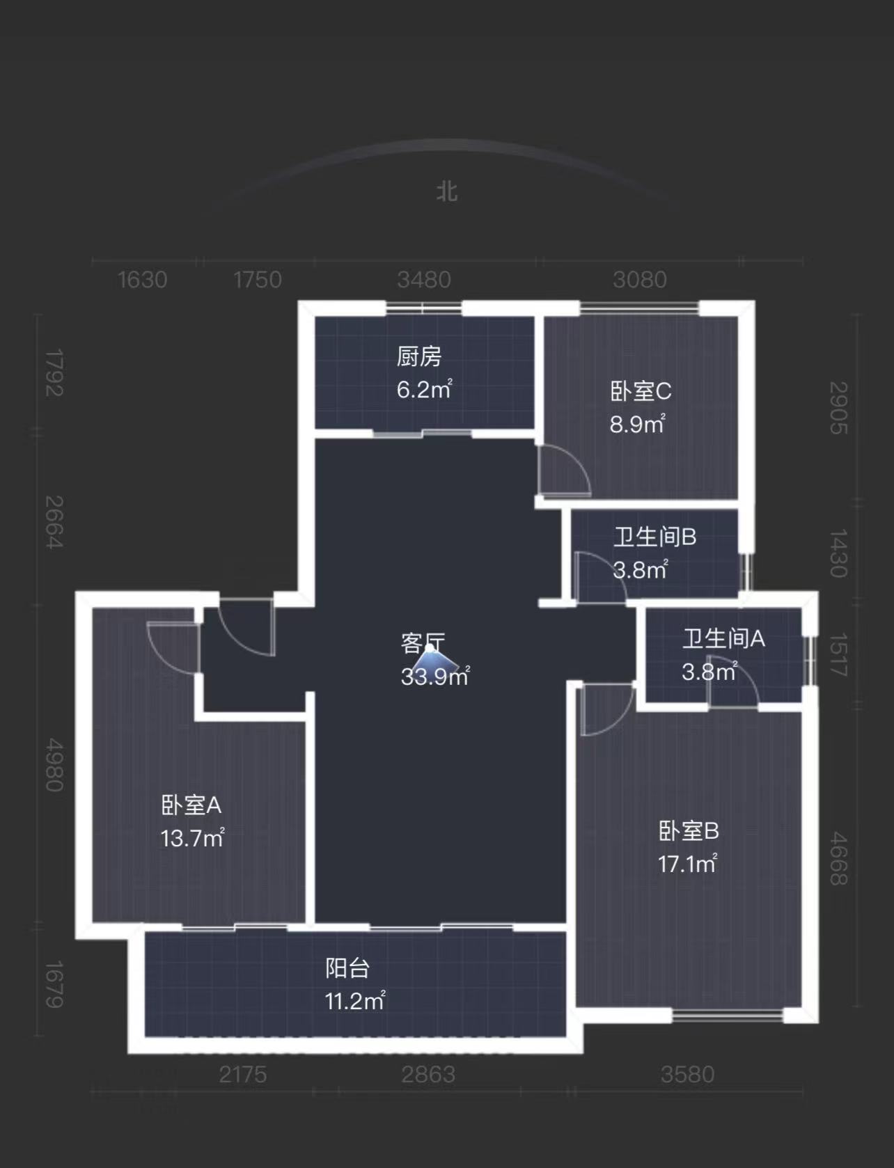 湖山源著 3室2厅2卫 128m&sup2;
