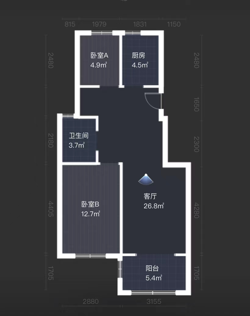 华山花苑六期 2室2厅1卫 73m&sup2;