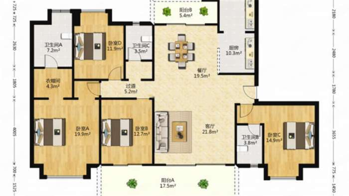 碧桂园时代悦城 4室2厅3卫 192m&sup2;