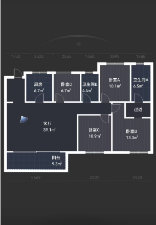 富力院士廷一期 3室2厅2卫 140.00m&sup2;
