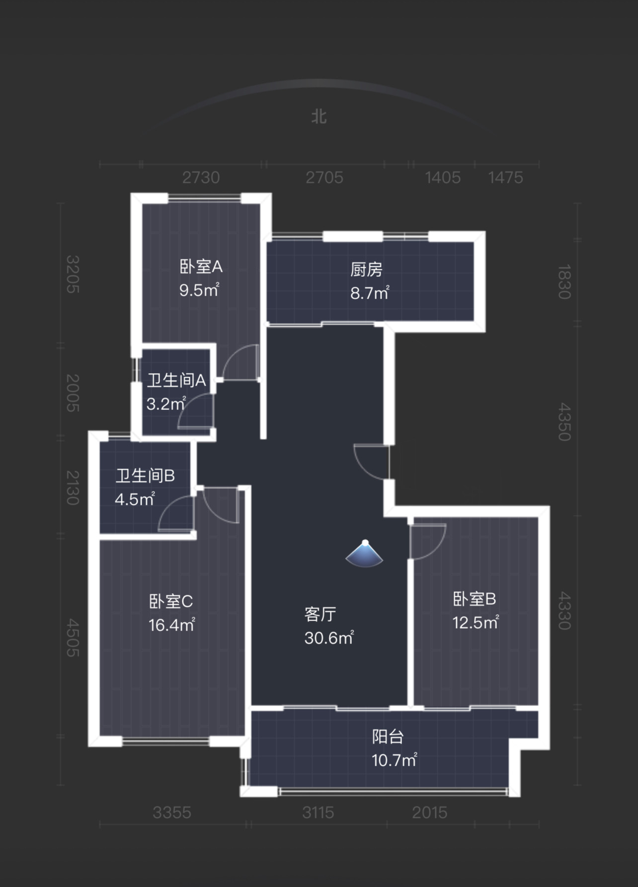 上悦城 3室2厅2卫 115.64m&sup2;