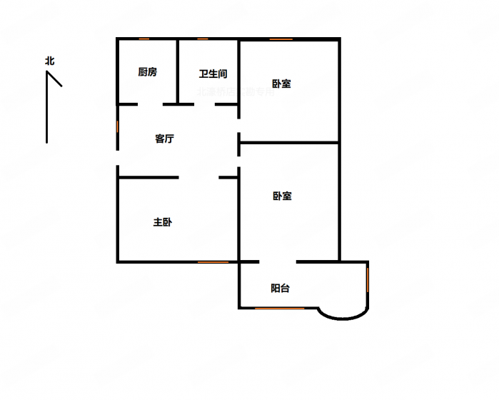 北濠桥新村 3室1厅1卫 75.86m&sup2;