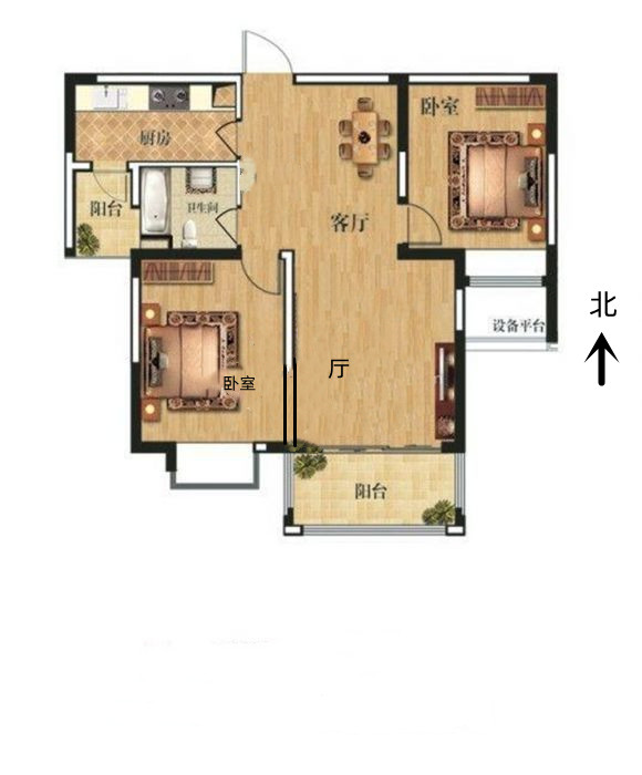 苏建学府雅居 2室1厅1卫 91.00m&sup2;