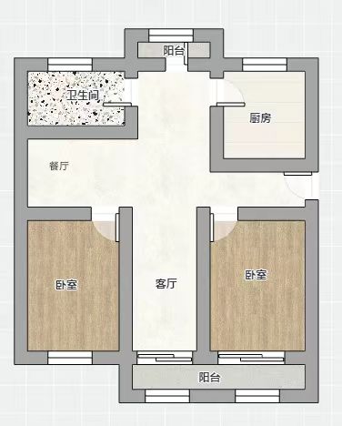 兴石花园 3室2厅1卫 107m&sup2;
