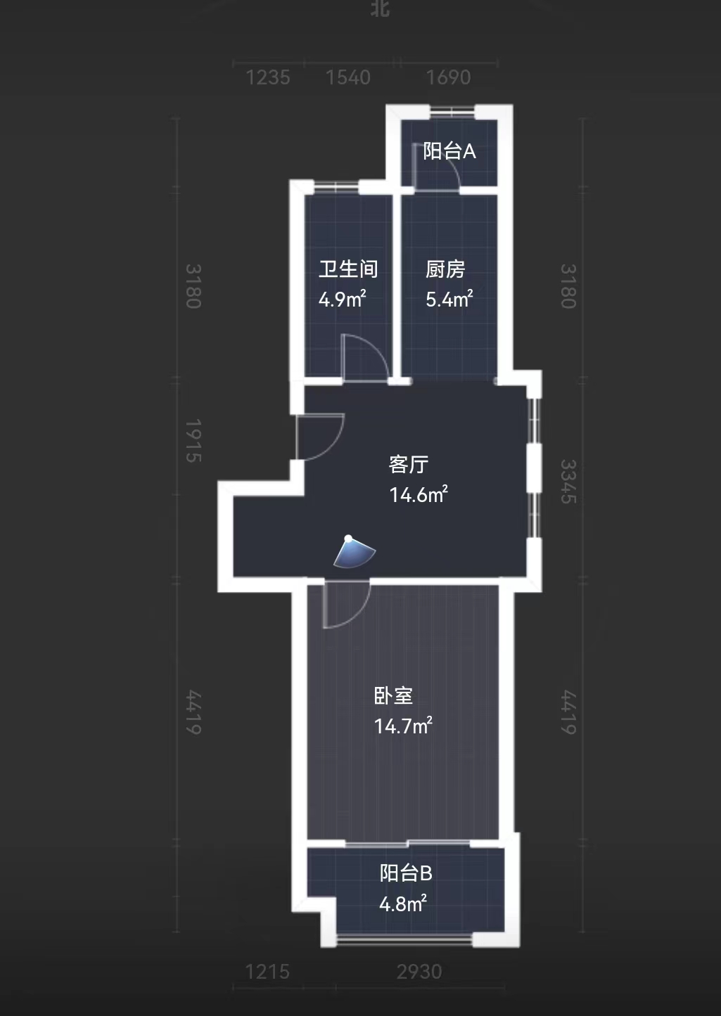 源兴花苑南区 1室1厅1卫 68m&sup2;