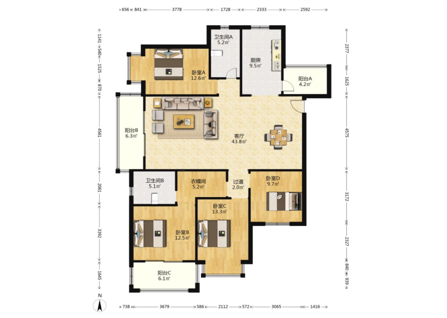 华强城 5室3厅2卫 267m&sup2;