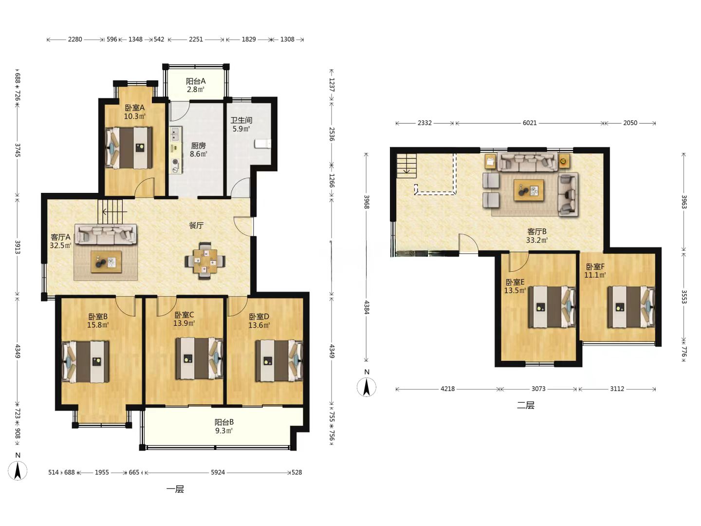 天熹苑 6室2厅2卫 209m&sup2;