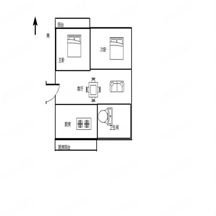 陆洪小镇街区 2室1厅1卫 97m&sup2;