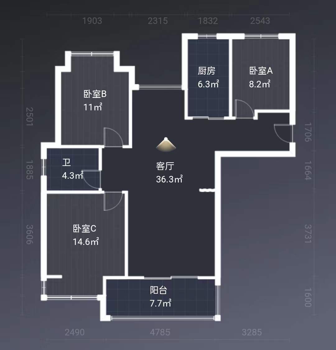 幸福天地二期 3室2厅1卫 113m&sup2;