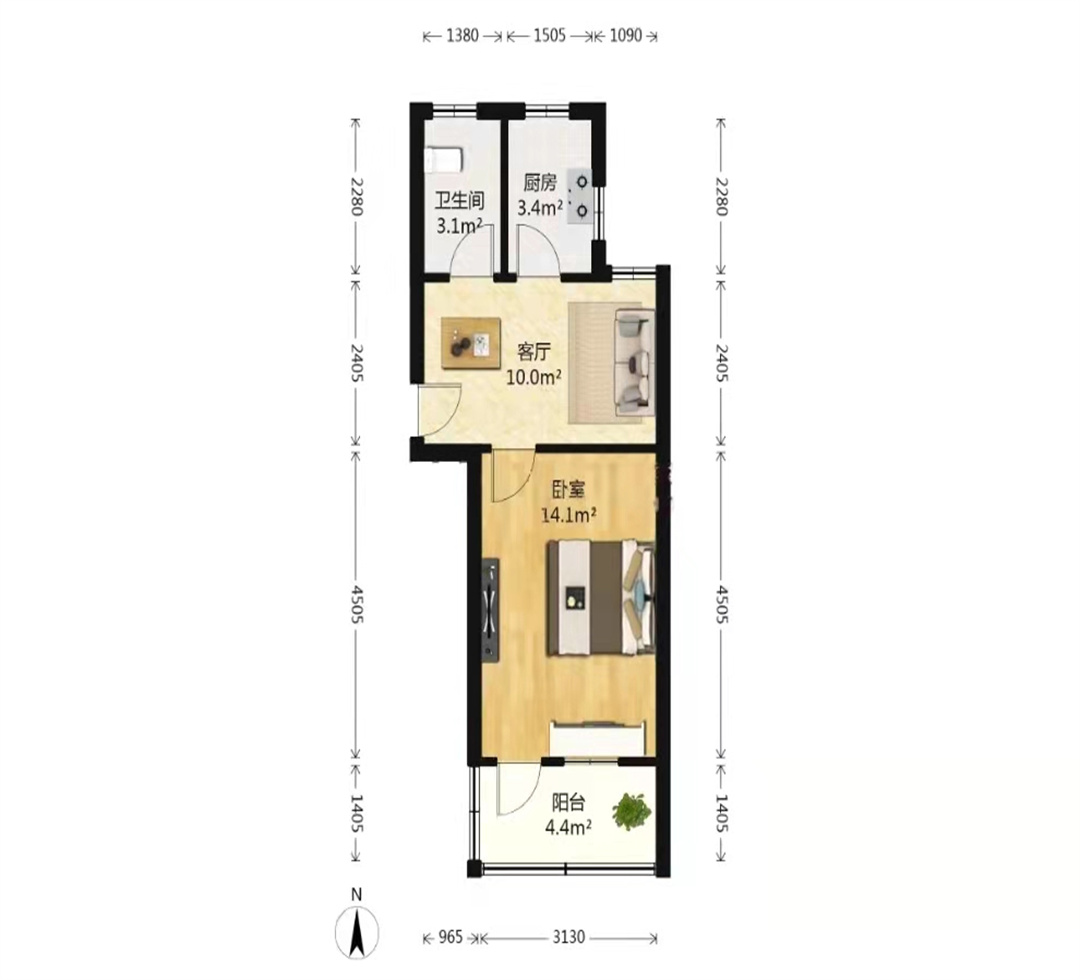 新桥新村 1室1厅1卫 45m&sup2;