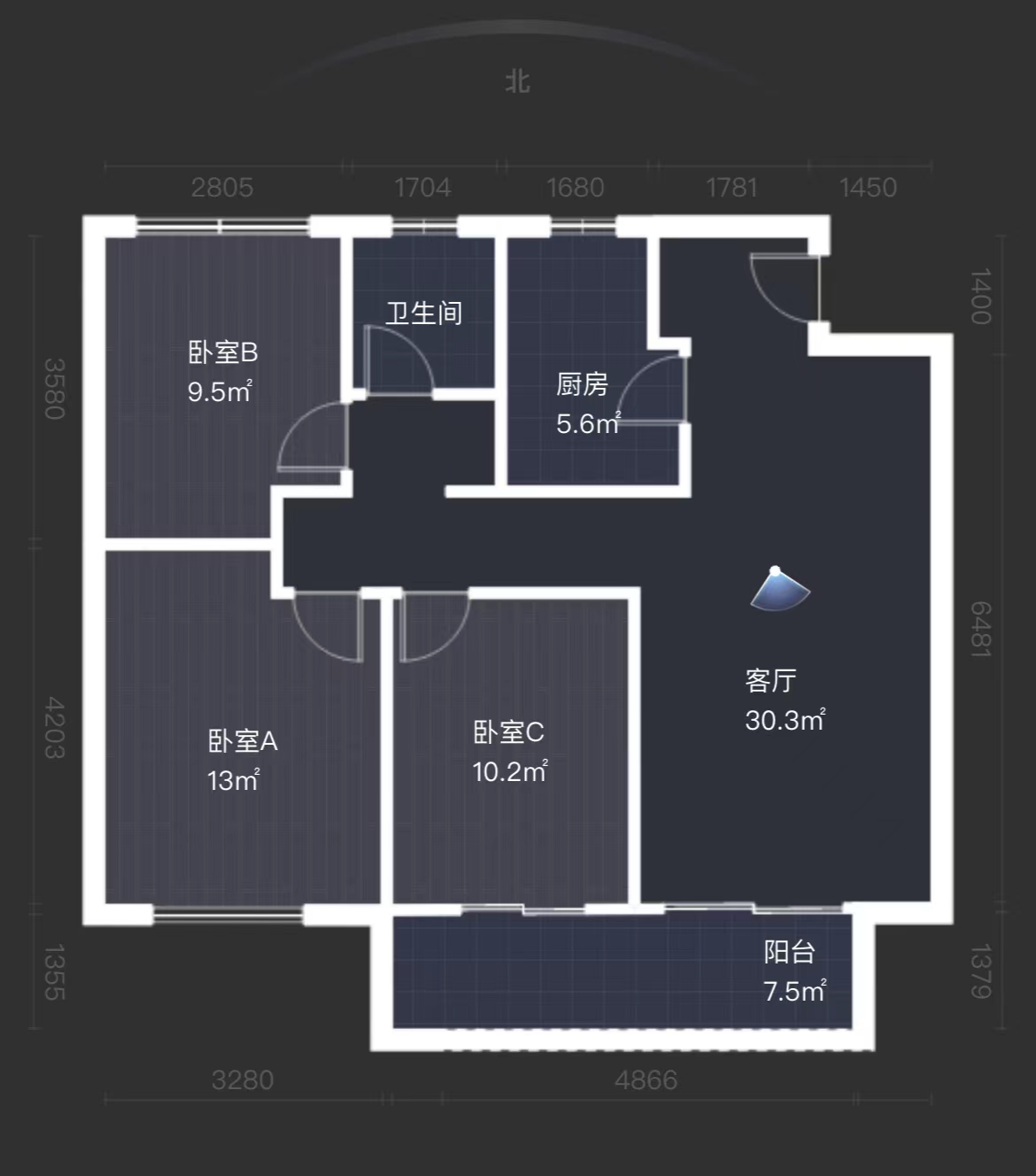 湖山源著 3室2厅1卫 99m&sup2;