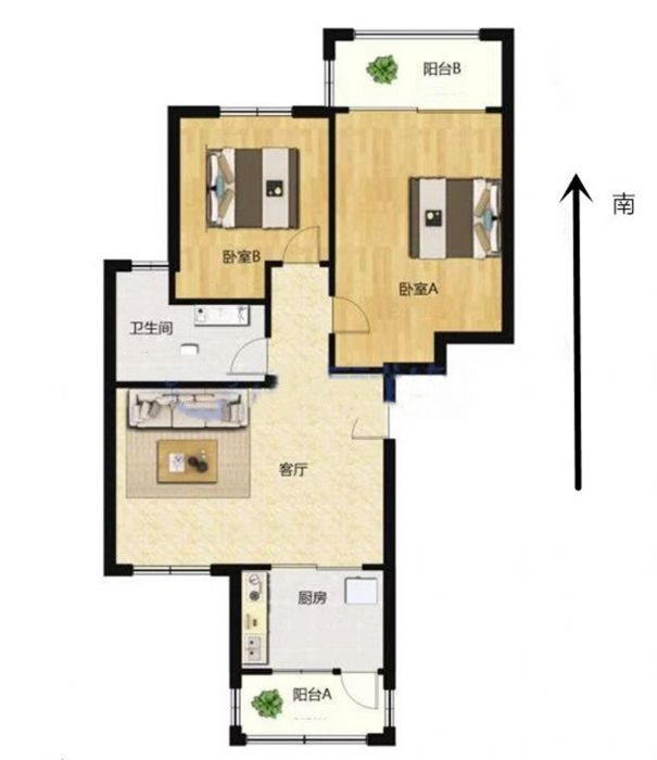临江家园 2室1厅1卫 95m&sup2;
