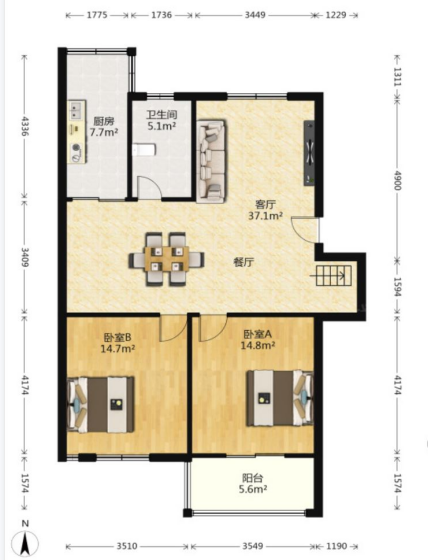 新开苑 3室1厅1卫 99.07m&sup2;