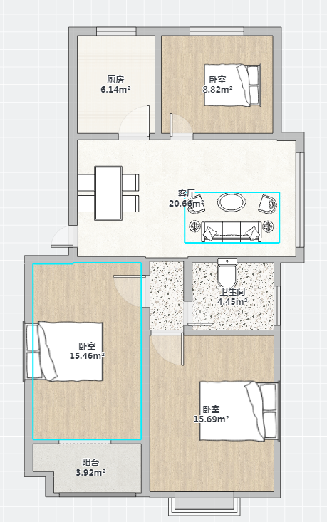 金霞北苑 3室2厅1卫 98m&sup2;