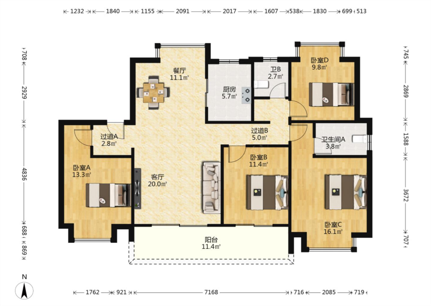 春江阅 3室2厅2卫 143.75m&sup2;