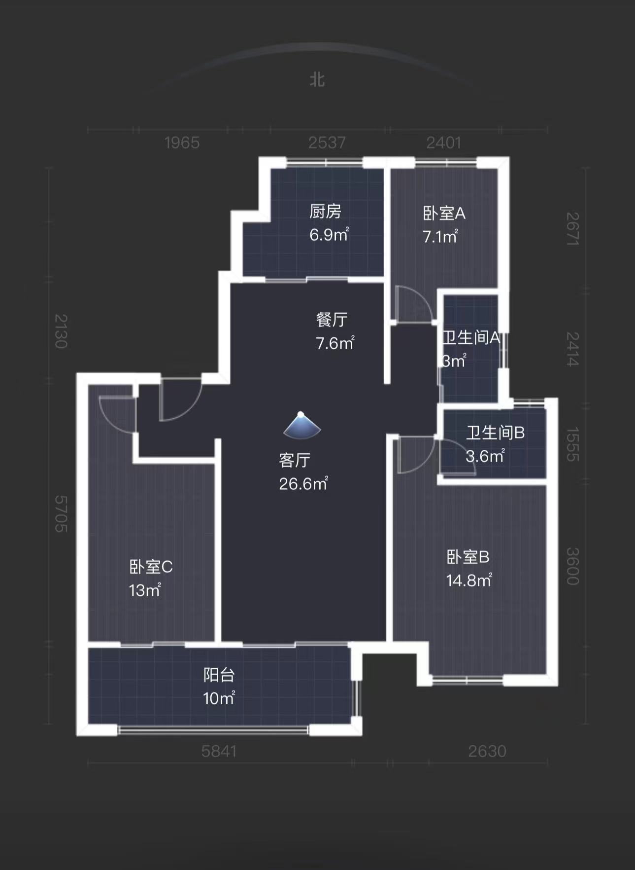 观澜台 3室2厅2卫 120m&sup2;