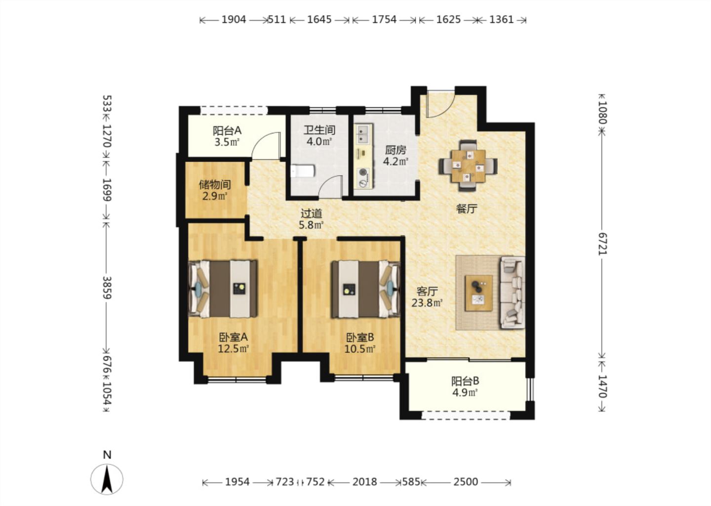 新城香溢紫郡 3室2厅1卫 97m&sup2;