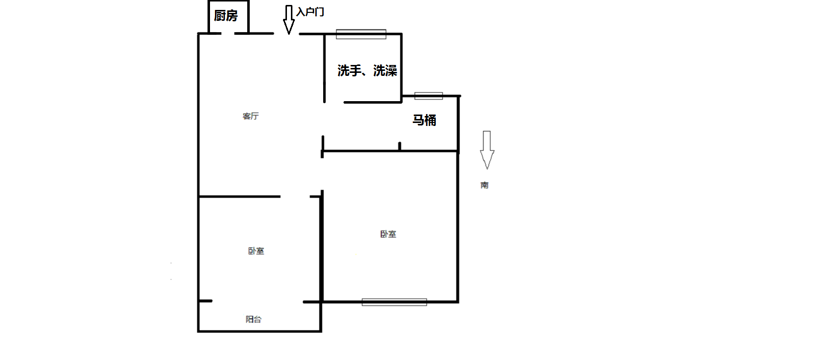 青年路新村 2室1厅1卫 60.00m&sup2;