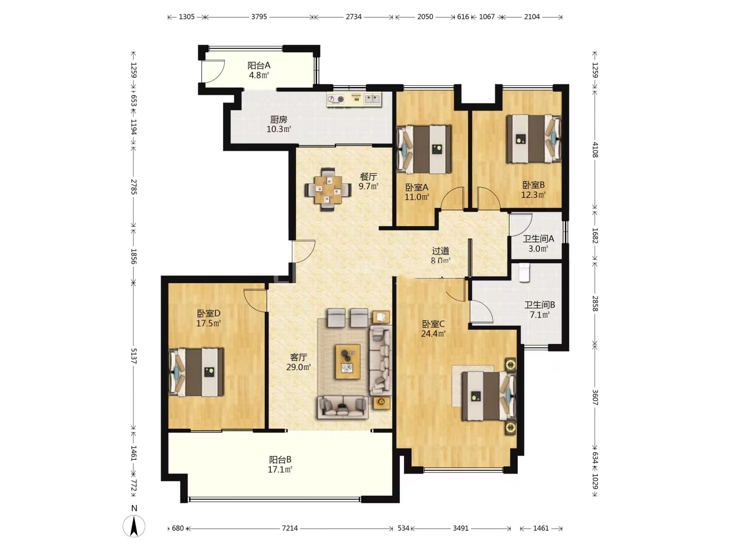 和融&bull;优山美地名邸 4室2厅2卫 184m&sup2;
