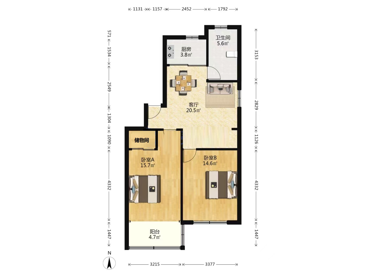 桃坞路服饰城 2室1厅1卫 81m&sup2;