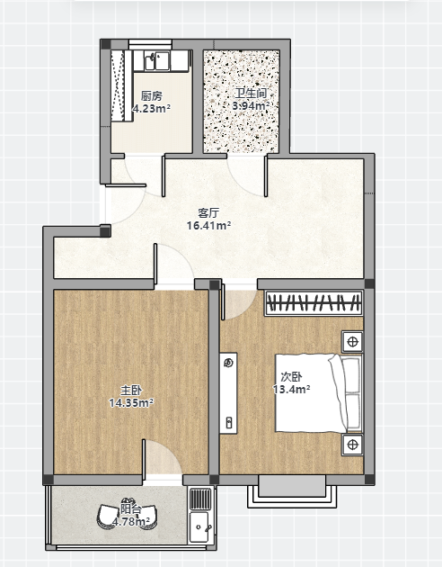 金欣佳园D区 2室2厅1卫 75m&sup2;