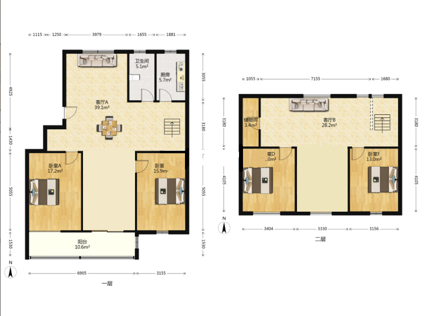 文峰北苑北区 5室2厅2卫 127.00m&sup2;