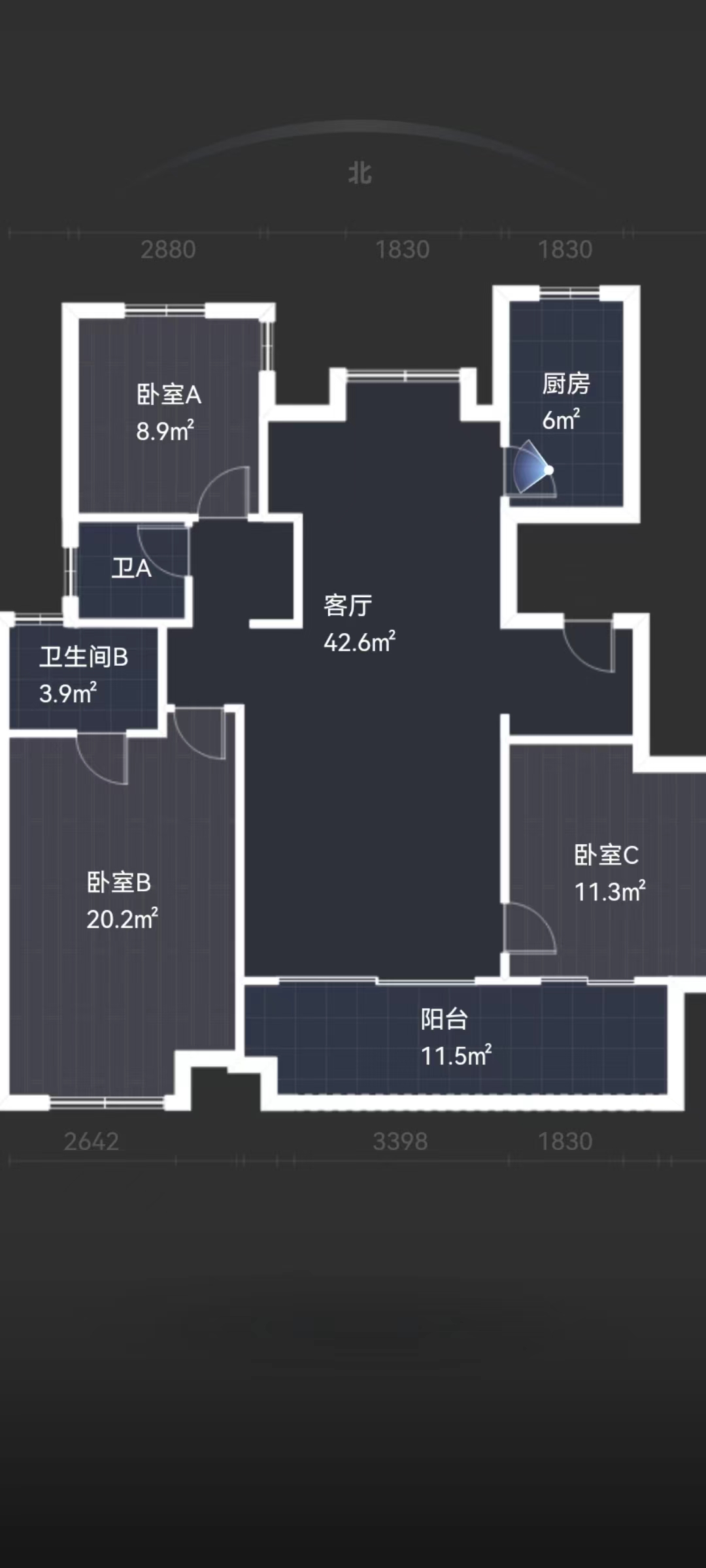 中南万科大都会 3室2厅2卫 131.29m&sup2;