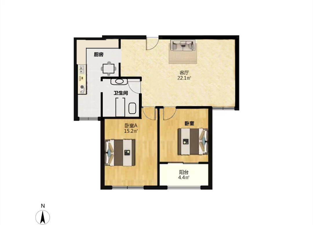 江景苑小区 2室1厅1卫 98m&sup2;
