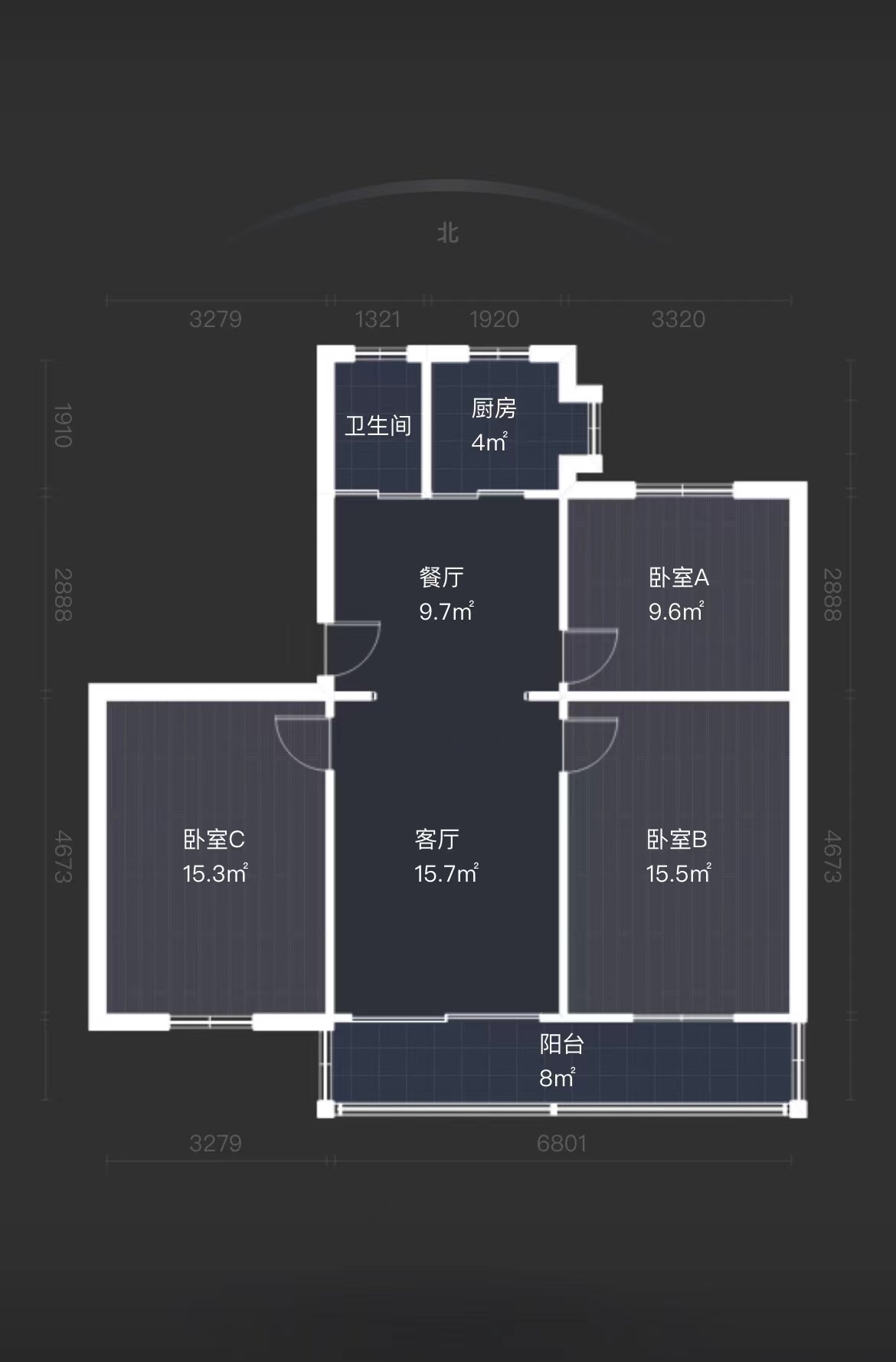 光明新村 3室2厅1卫 94.68m&sup2;