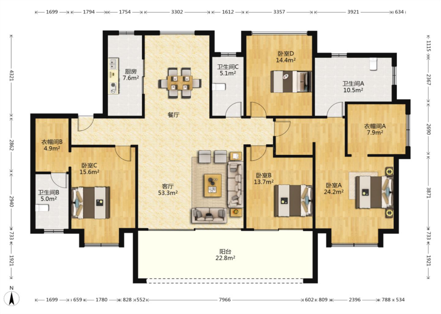 远创东樾 4室2厅2卫 200.90m&sup2;