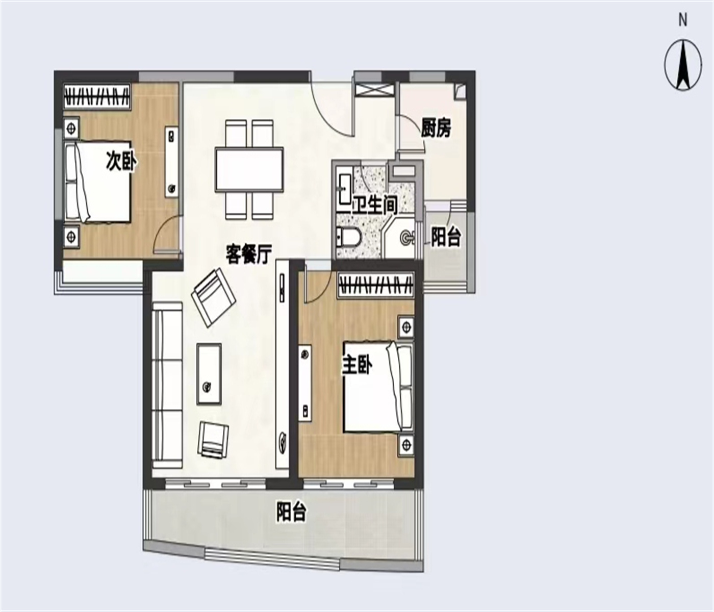 七星花园 2室2厅1卫 105m&sup2;