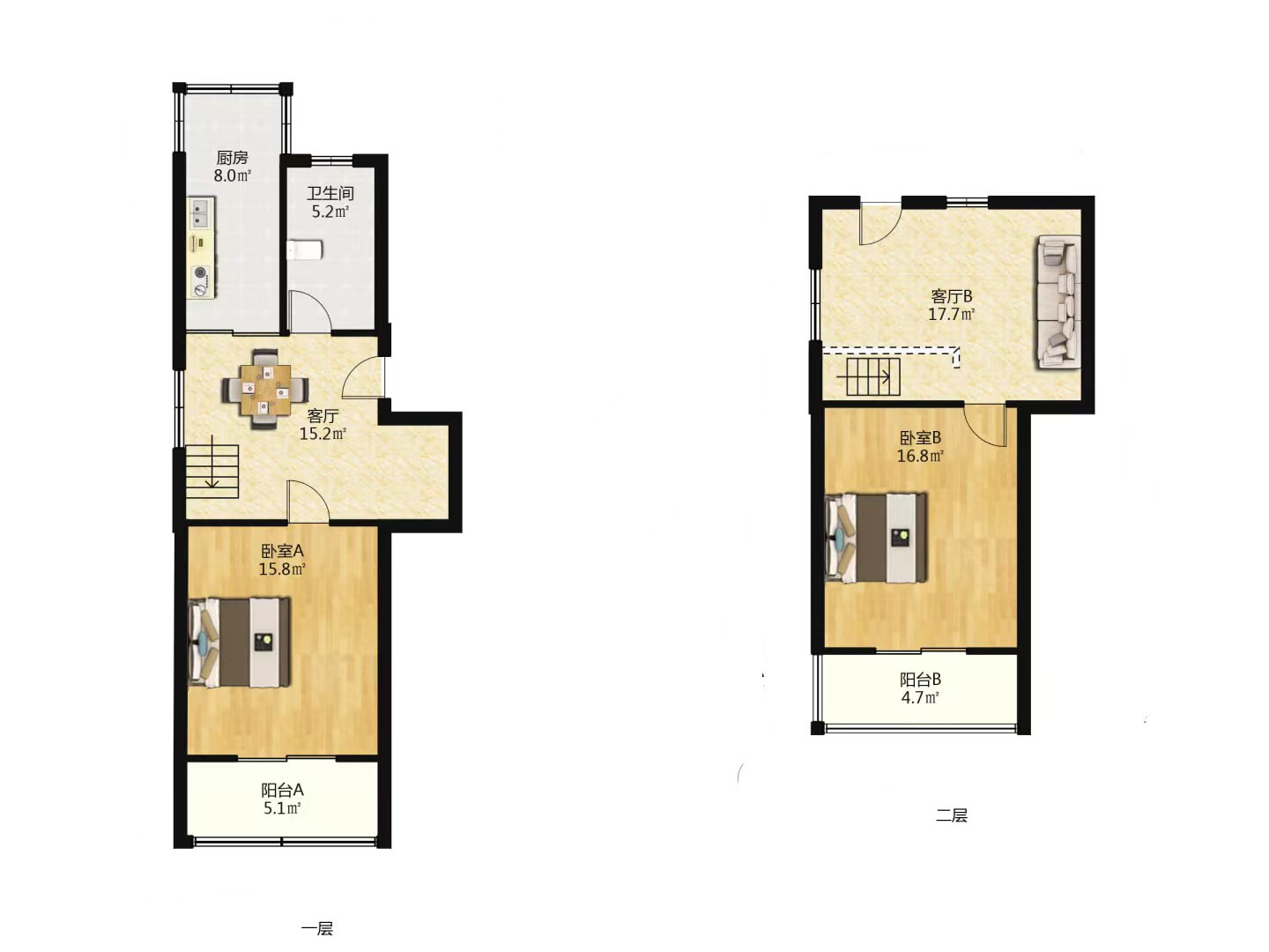 东城花园 2室2厅2卫 56m²
