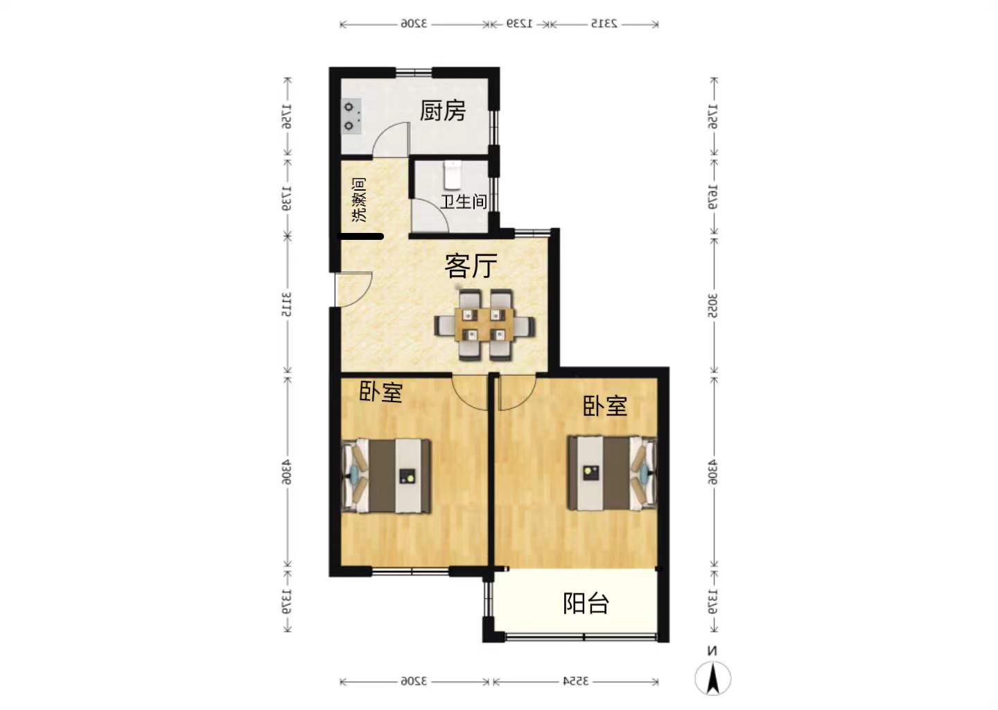 光明南村 2室1厅1卫 72.53m&sup2;