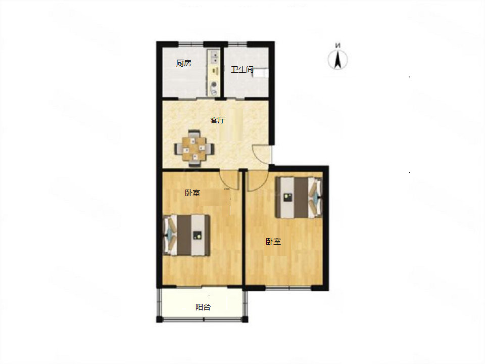 姚港路22号 2室1厅1卫 72.00m&sup2;