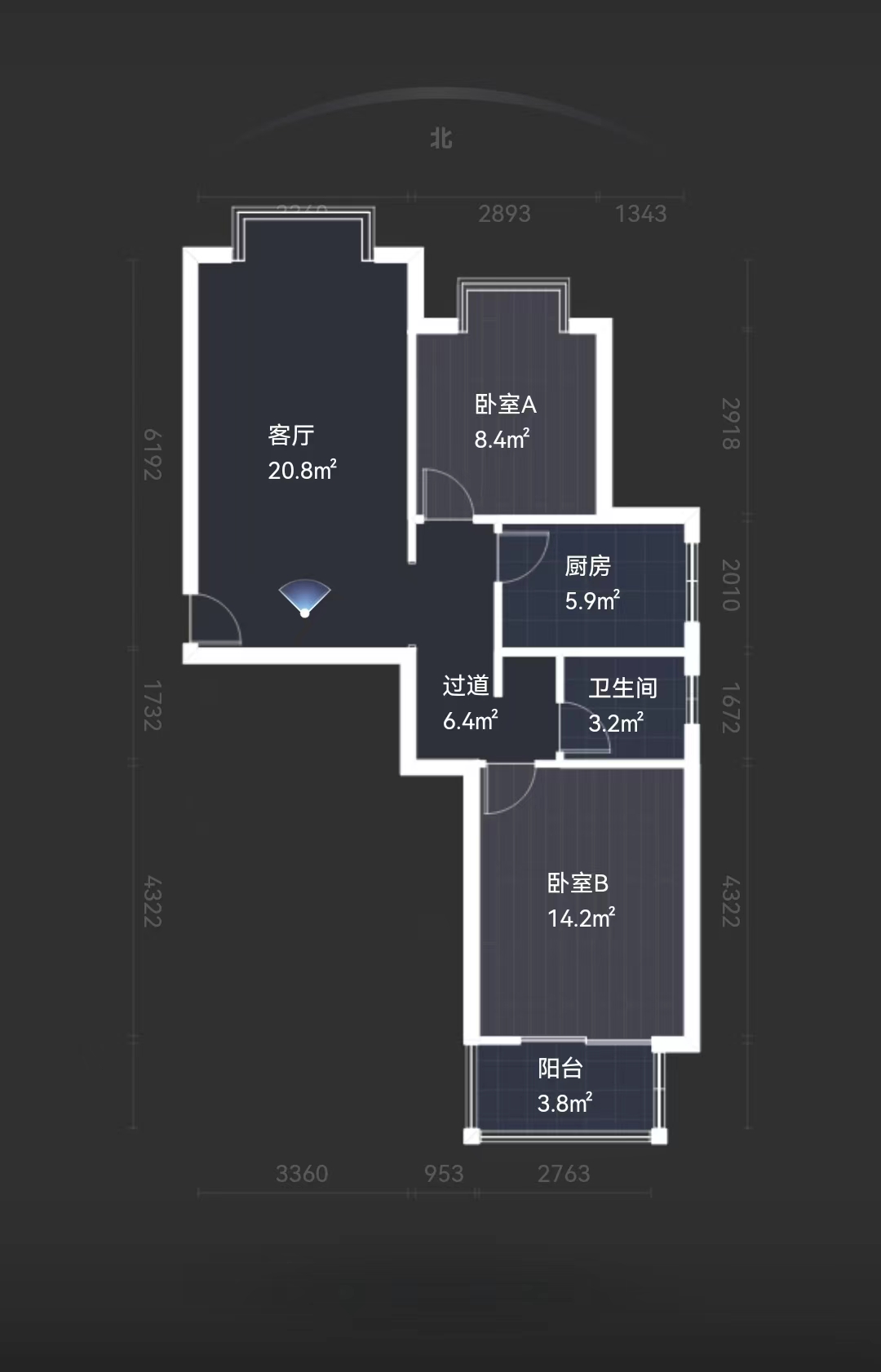 炜赋花苑 2室2厅1卫 91m&sup2;