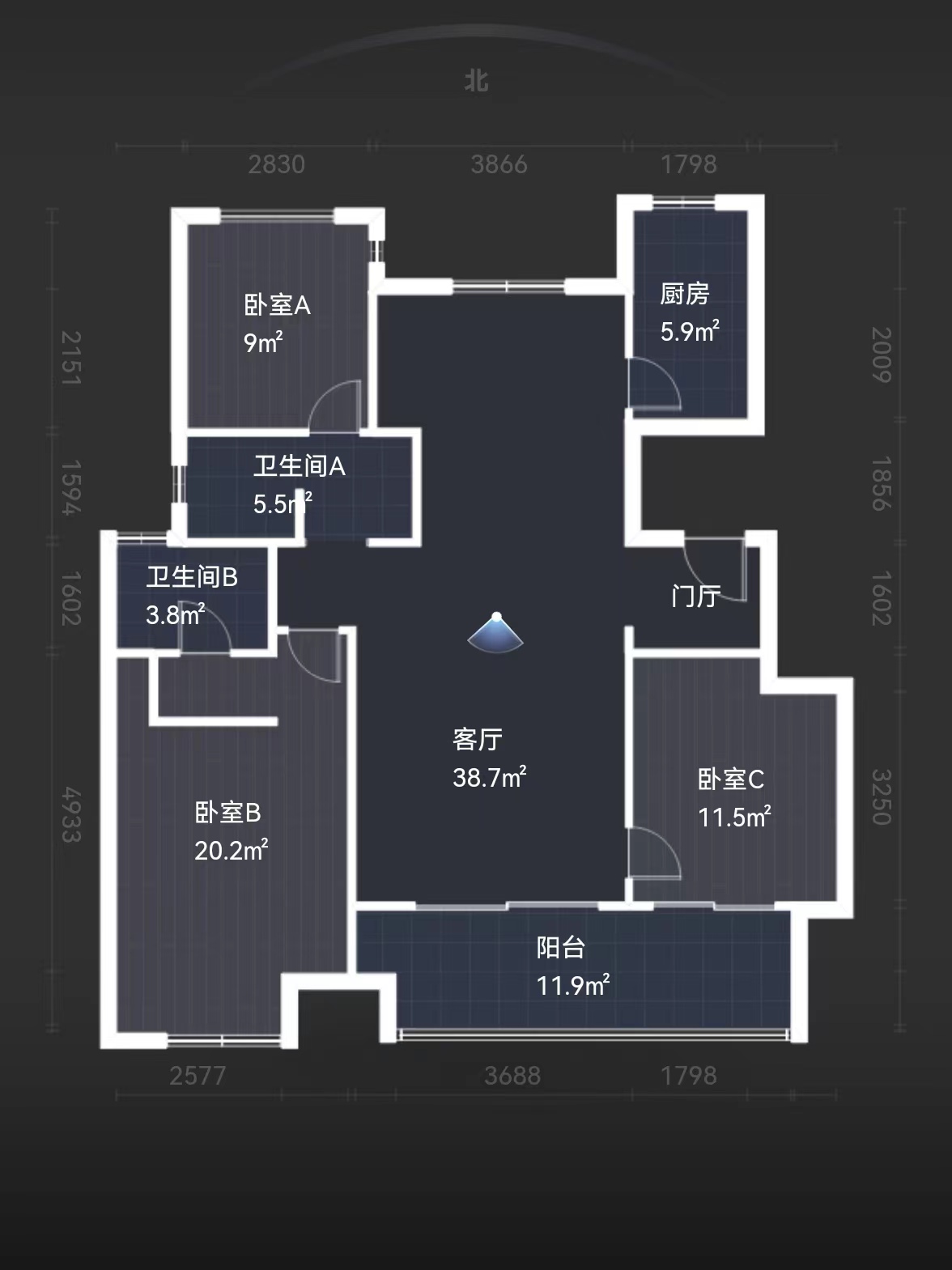 中南万科大都会 3室2厅2卫 125m&sup2;