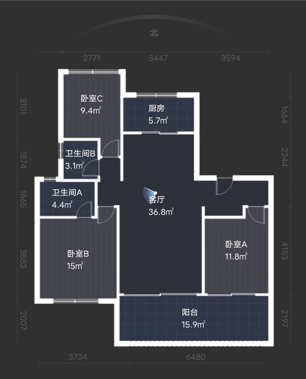 远创东樾 3室2厅2卫 124.04m&sup2;