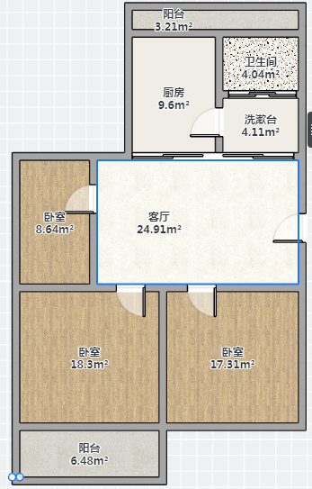 北濠桥东村 3室1厅1卫 81m&sup2;