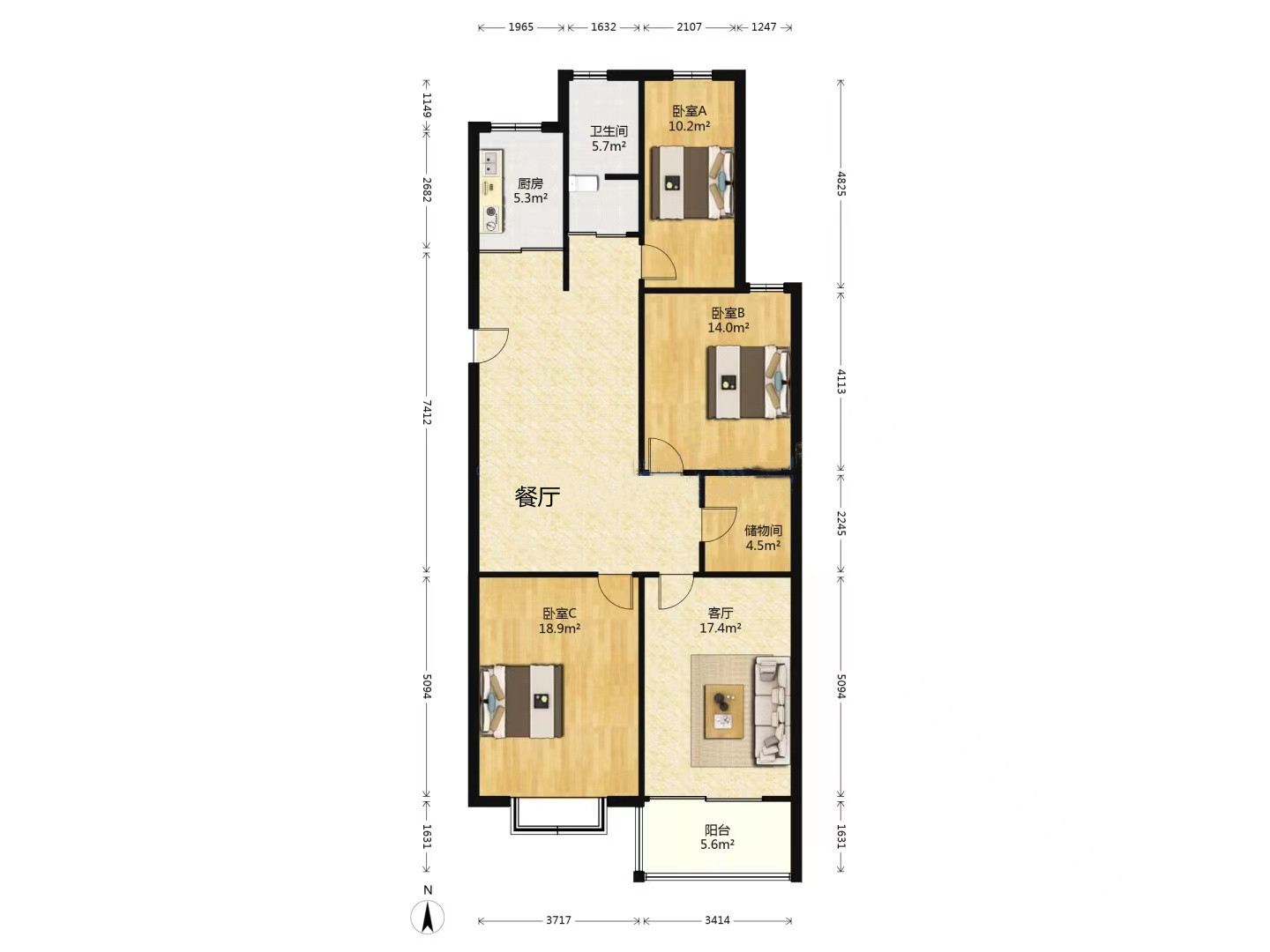 汇富花苑 3室2厅2卫 155m&sup2;