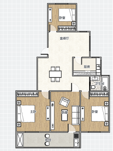 城东小区 4室2厅2卫 126.00m&sup2;