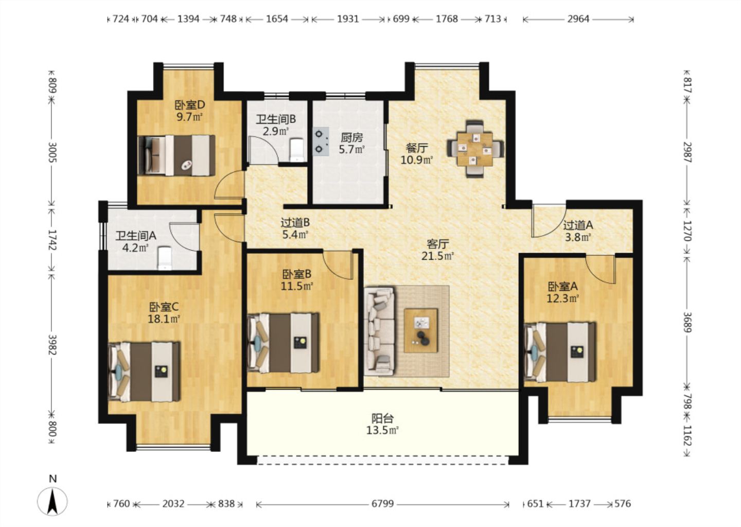 珑府 4室2厅2卫 143m&sup2;
