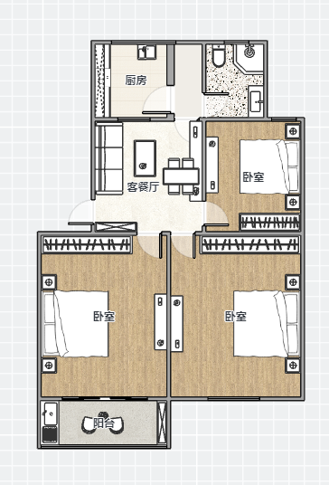 八角亭小区 2室2厅1卫 85.00m&sup2;